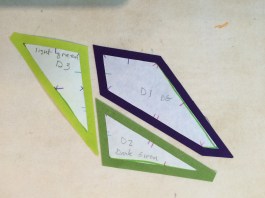 freezer paper on fabric with 1:4" seam added